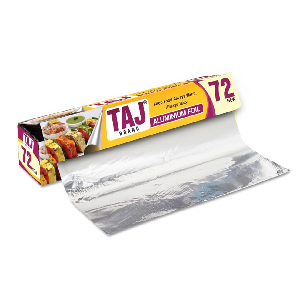 Taj Brand Aluminium Foil - 72 New (11 Microns) Food Packing, Wrap