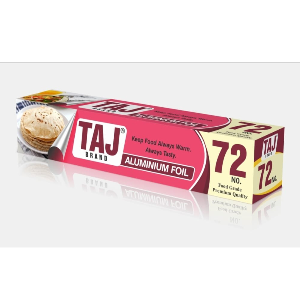 Taj Brand Aluminium Foil - 72 No (11 Microns) Food Packing, Wrap