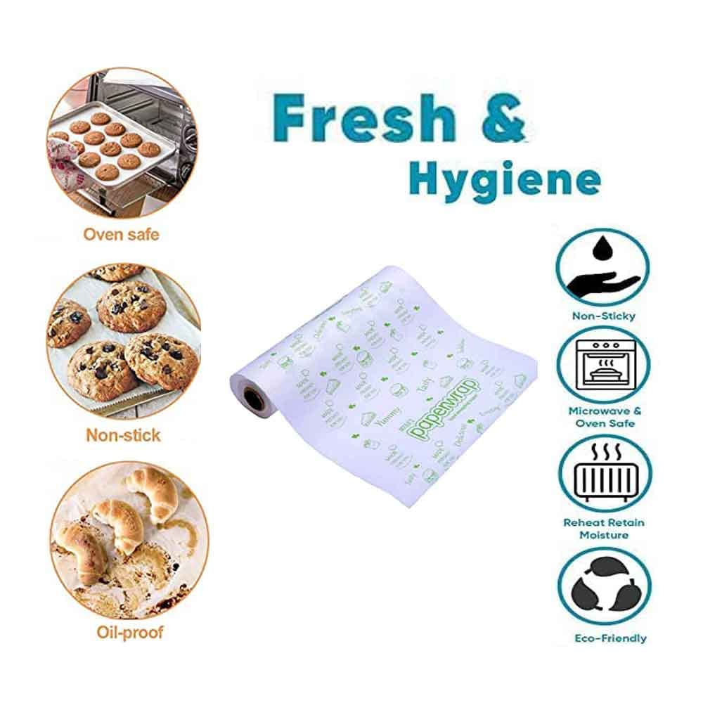 HomeFresh 500Gm Butter Paper Rolls, Parchment Paper for Food, Disposable Food Wrappers, Fresh Food Rapper Rolls, Baking Paper, Cooking Paper, Sandwich Wrapping Paper, Paper Roll for Food Wrap