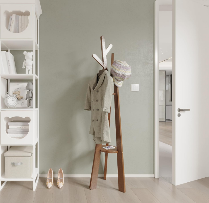 Coat Rack, Coat Rack Freestanding, USA Grown Poplar Coat Standing Tree for Living Room, Bedroom, Bathroom, Hallway