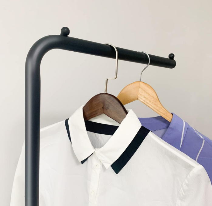 Metal Coat Rack, Modern Clothing Tree with Heavy-weight Slate Base, Small Coat Stand for Entryway/Bedroom/Hallway, Standing Plant Hanger, Matte Black