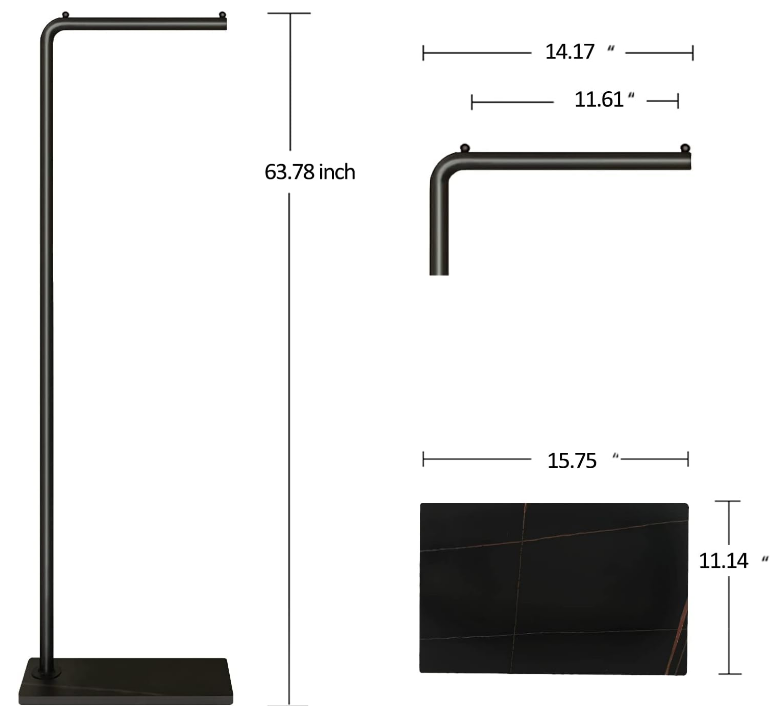 Metal Coat Rack, Modern Clothing Tree with Heavy-weight Slate Base, Small Coat Stand for Entryway/Bedroom/Hallway, Standing Plant Hanger, Matte Black