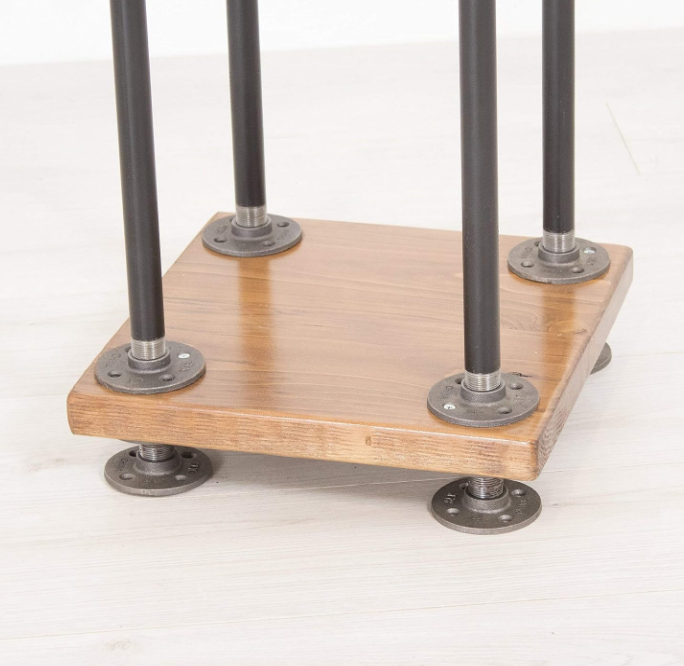 Industrial Pipe and Wood Clothes Rack 4-Way, Garment Rack, Clothing Rack, Closet Organizer, Clothing Storage and Display