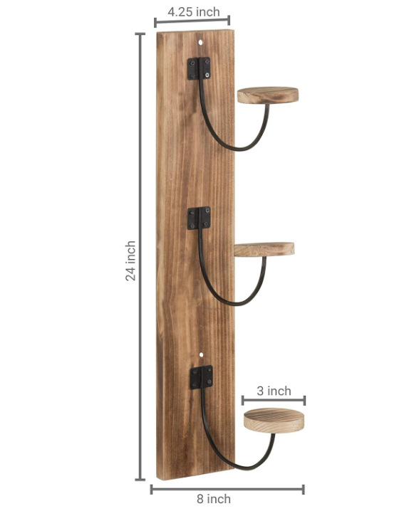  Light Burnt Wood Hat Rack for Wall with Metal Wire and Wood Hooks, Vertical Mount Coat, Hat and Clothes Hanger, Set of 2