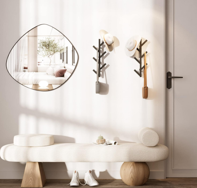 2 Pack Vertical Coat Rack Wall Mounted, Metal Vertical Hat Rack for Wall, Modern Wall Coat Tree for Hats, Jackets, Bags, Entryway Bedroom (Height 16")