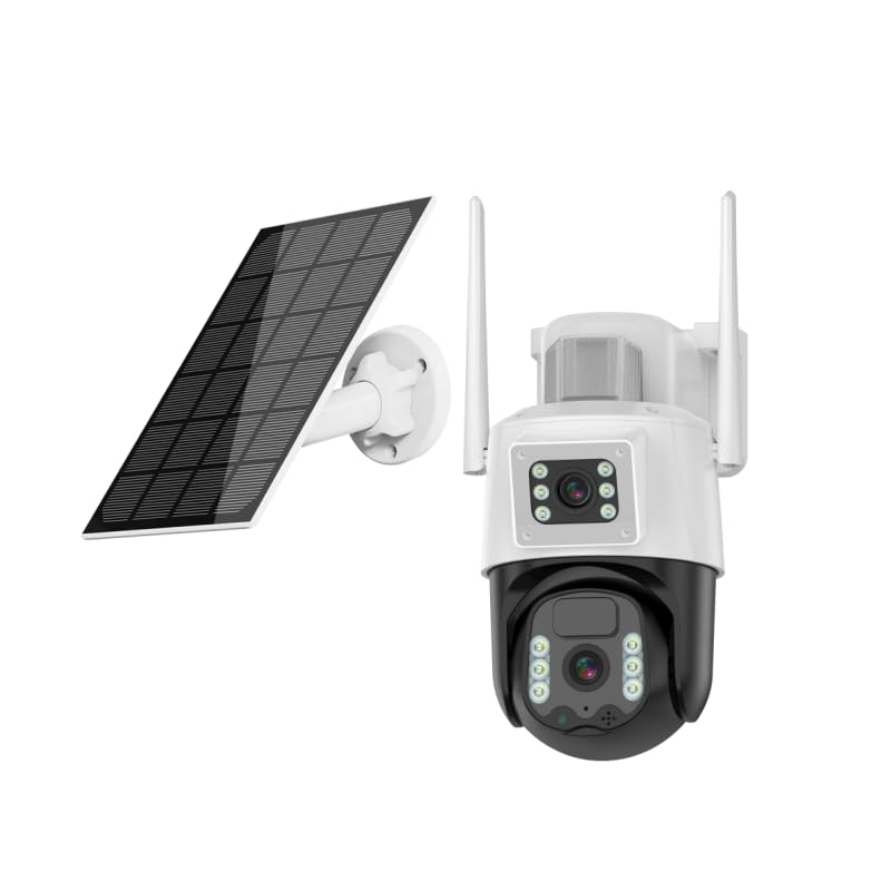 Consistent 3+3MP Solar Powered 4G Sim Based CCTV Outdoor Security Camera with 7W Solar Panel Built-in Battery | Surveillance for Agriculture | Remote Area | Construction Site | Garden
