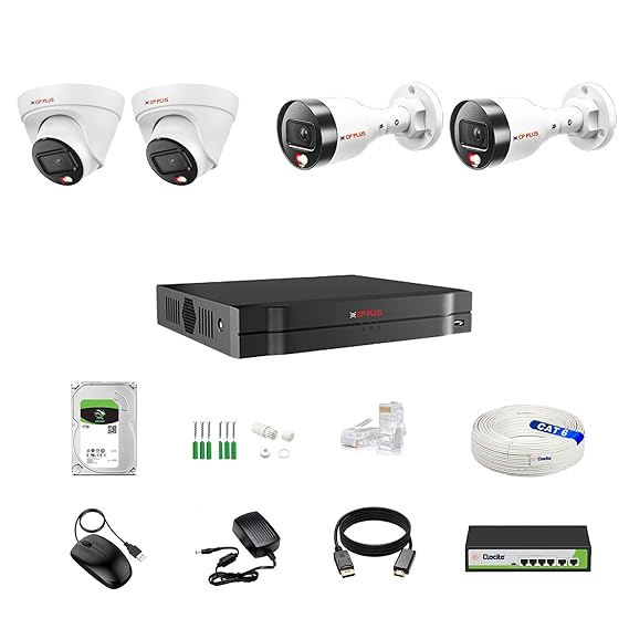 Package: CP Plus IP 4MP 4CH illumax Colour Audio Setup with Ai