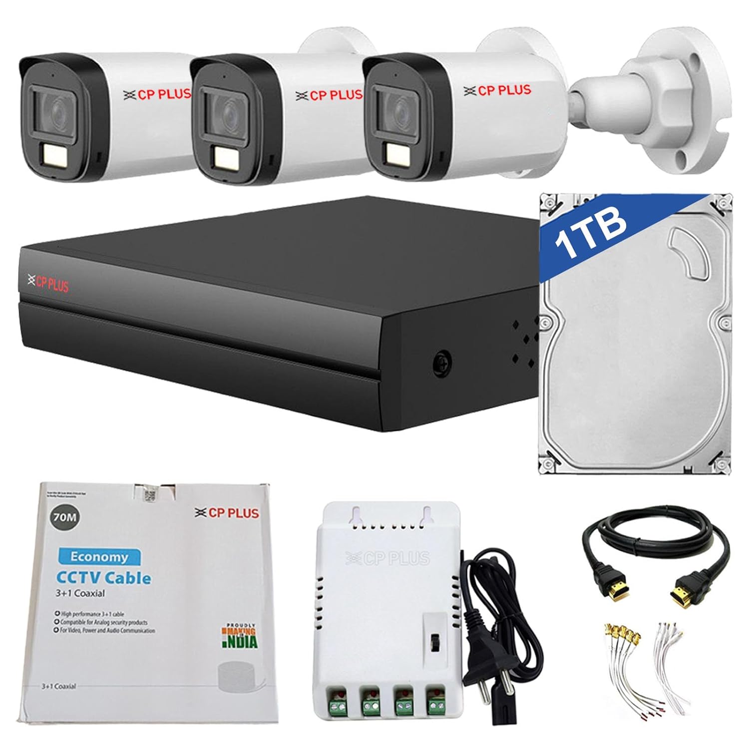 Package: 3 CP Plus Brand Camera Full Setup with Professional Installation