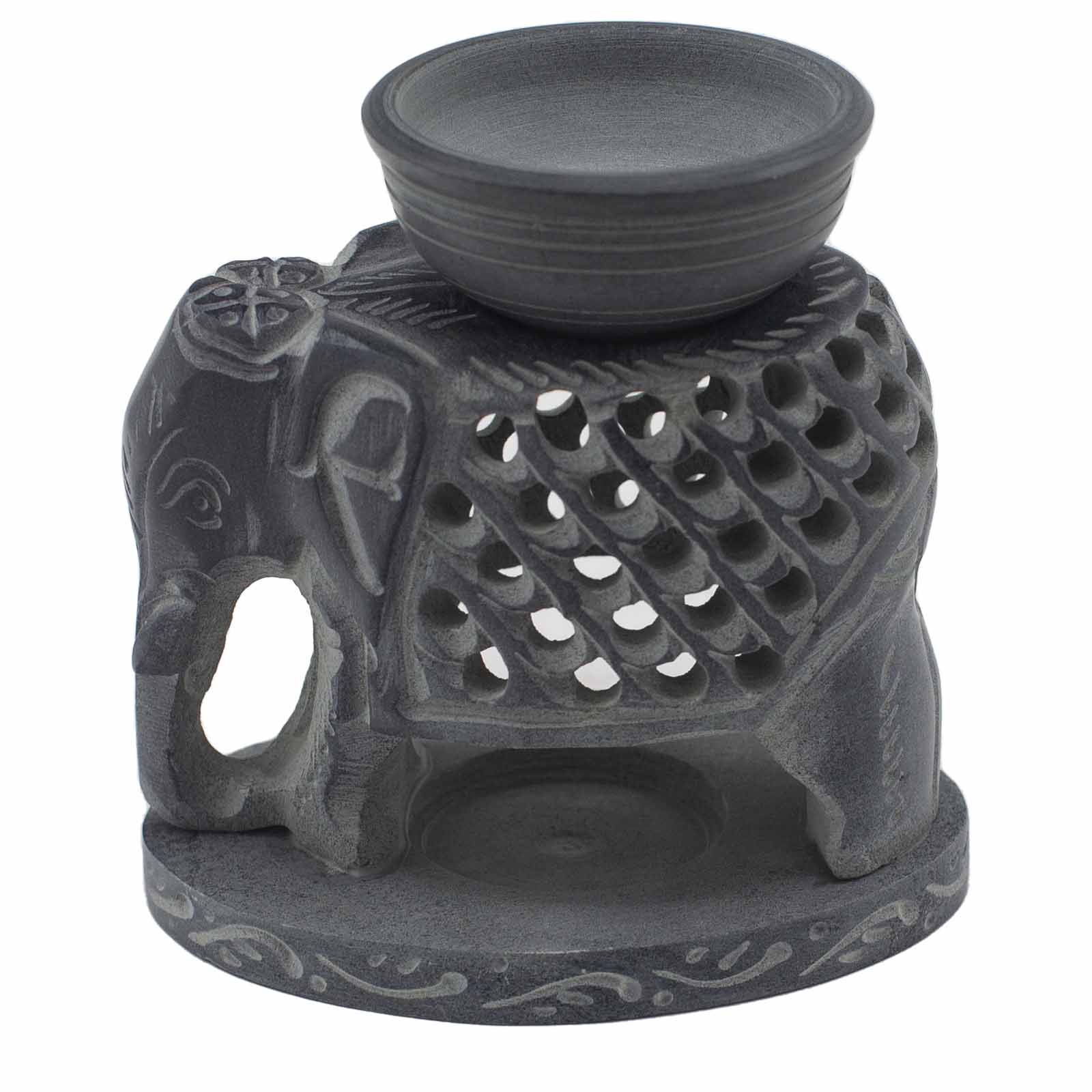 Soapstone Oil Burner  - Standing Elephant 10.5cm
