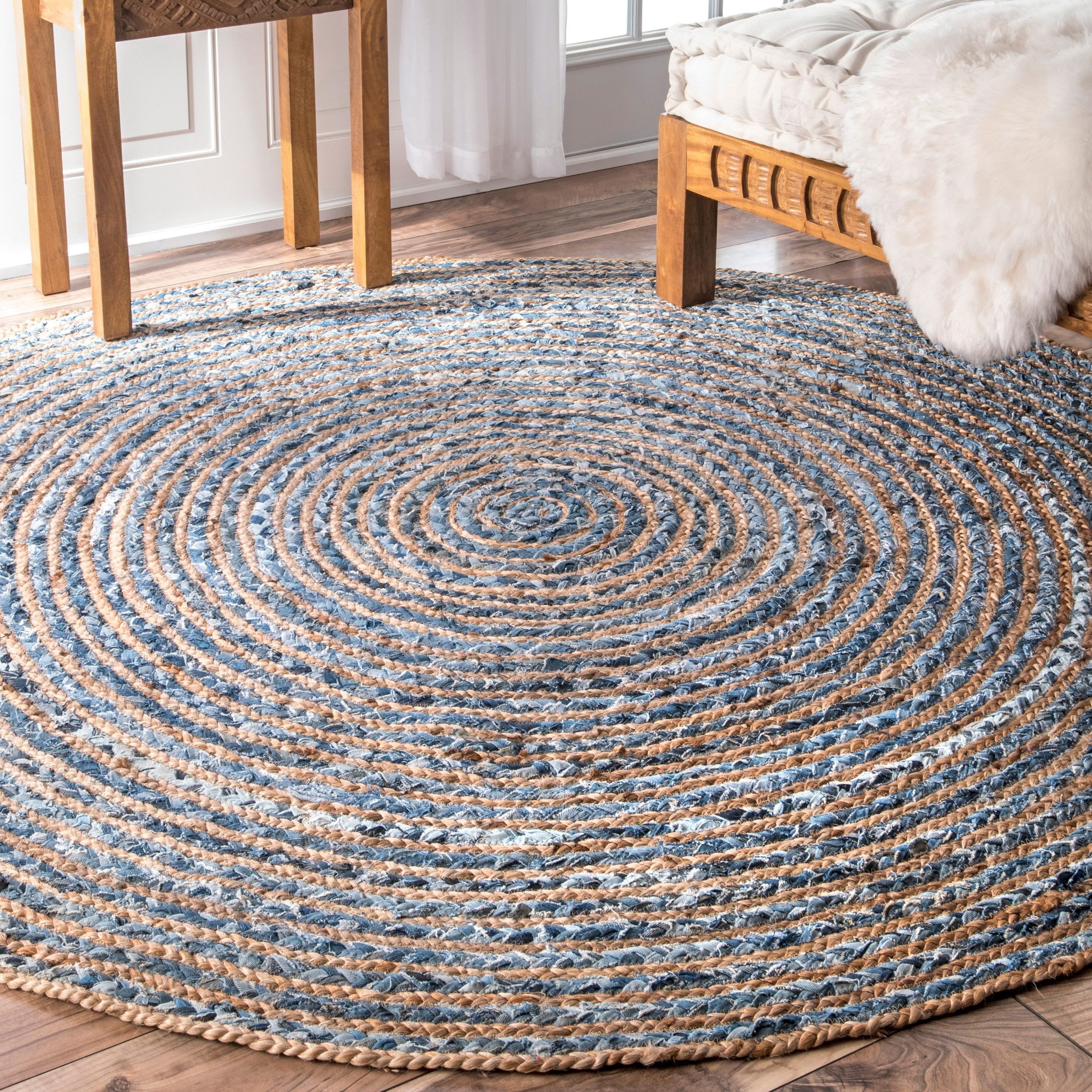 Round Jute and Recycled Cotton Rug