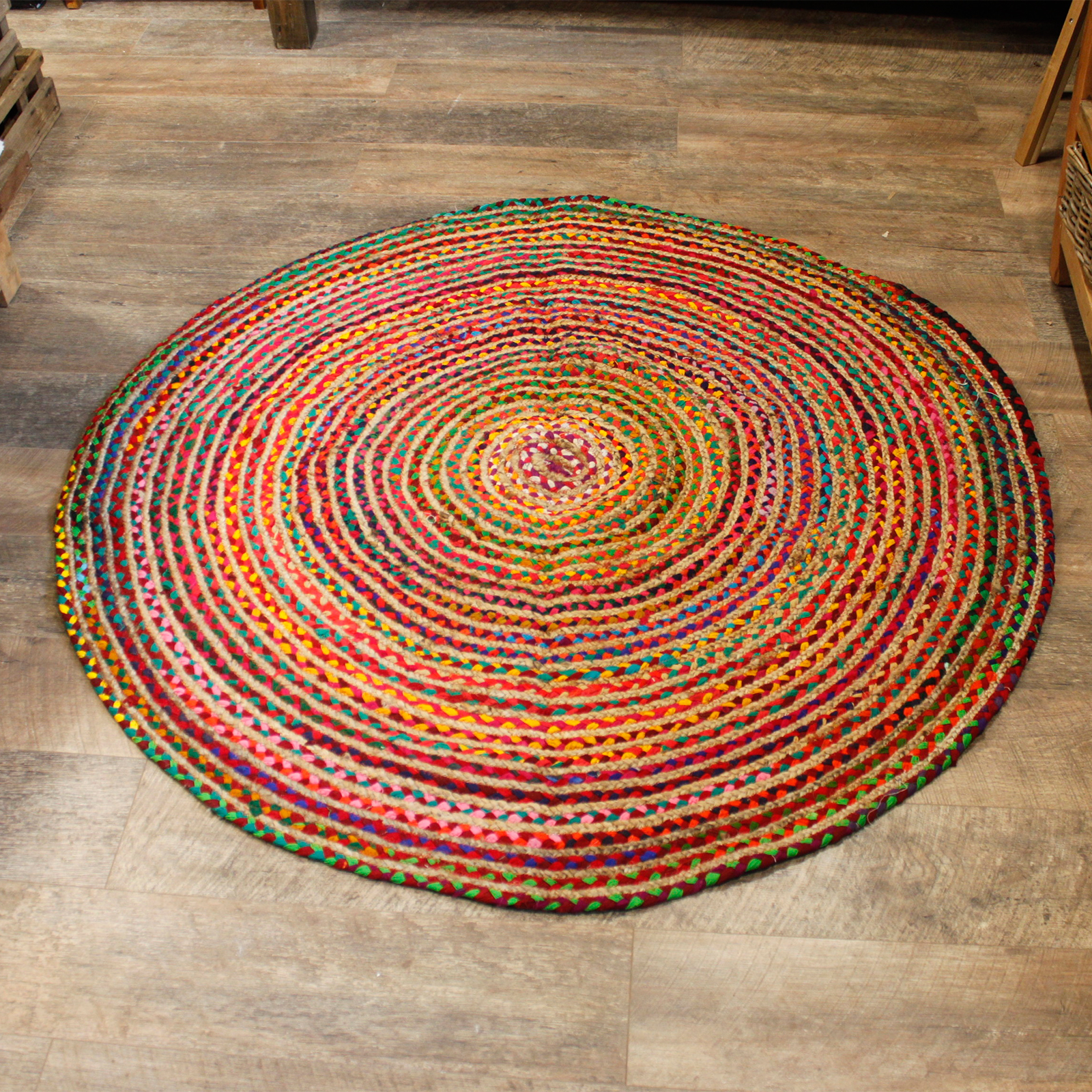 Round Jute and Recycled Cotton Rug