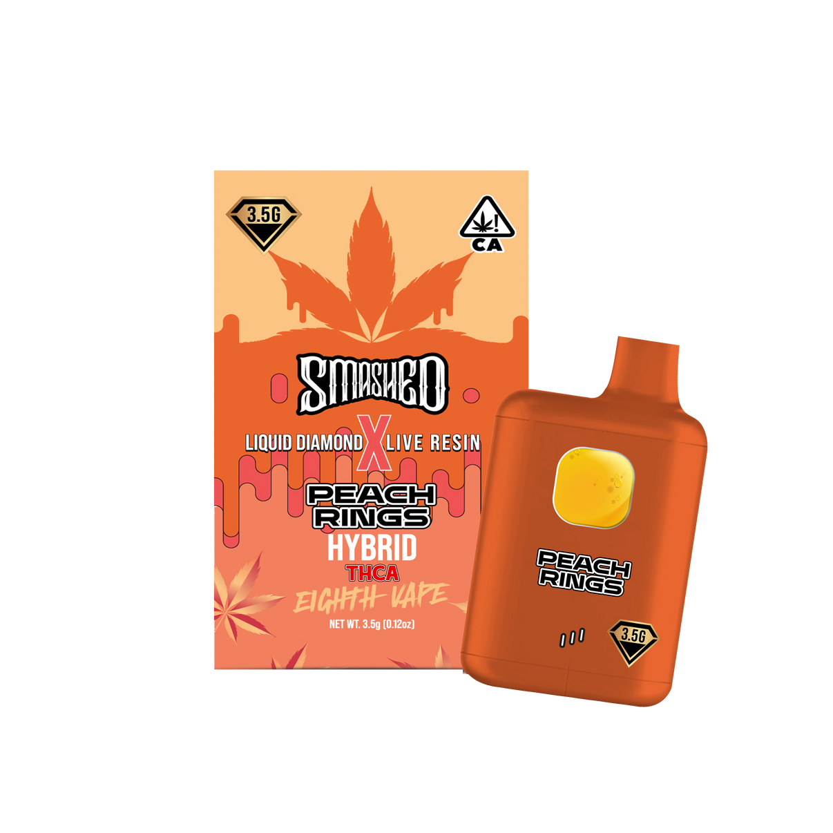 Smashed - Disposable 8th Vape Pen - 3.5 Grams - Peach Rings