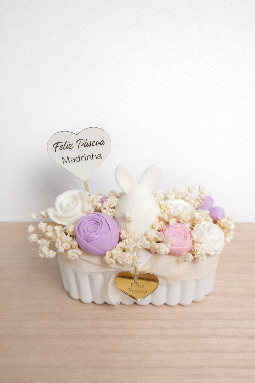 Cesto da Páscoa coelho gordinho - lilás/rosa/branco