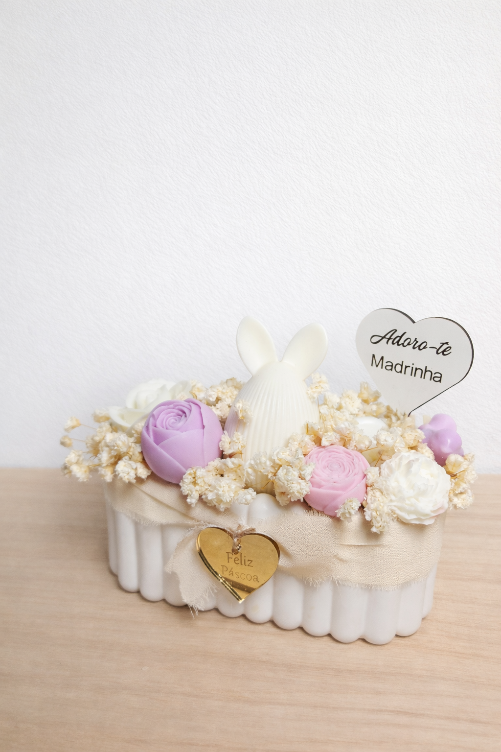 Cesto da Páscoa coelho gordinho - lilás/rosa/branco
