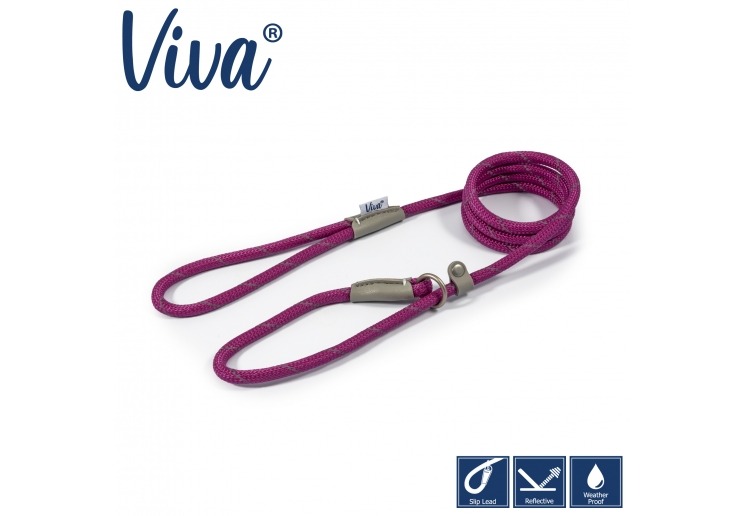 Ancol Viva Purple Reflective 1.5m x 0.8mm Slip Lead Dog Leash