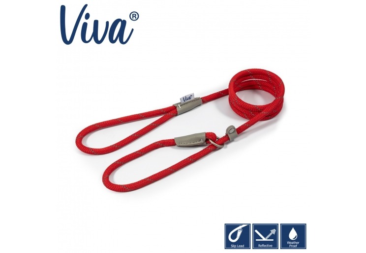 Ancol Viva Red Reflective 1.5m x 0.8mm Slip Lead Dog Leash