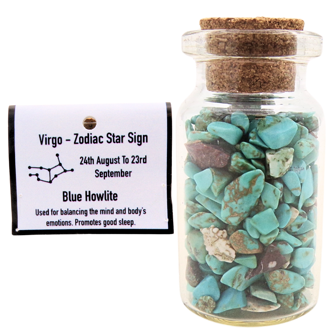Zodiac Gem Bottle Virgo - Blue Howlite