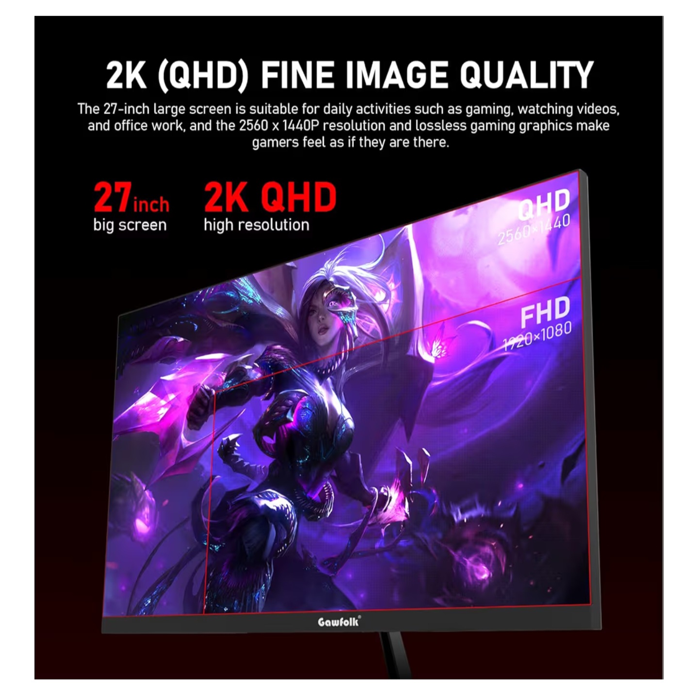 Monitor Gaming Gawfolk 27” 2K QHD 165Hz