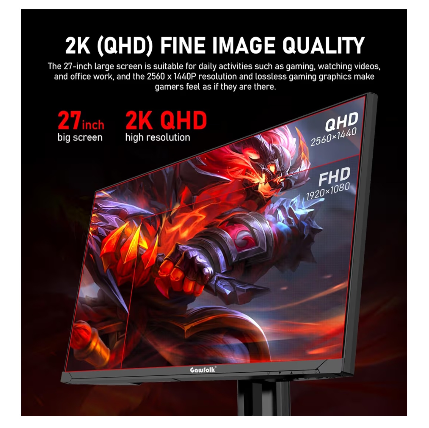 Monitor Gaming Gawfolk 27” 2K QHD 180Hz