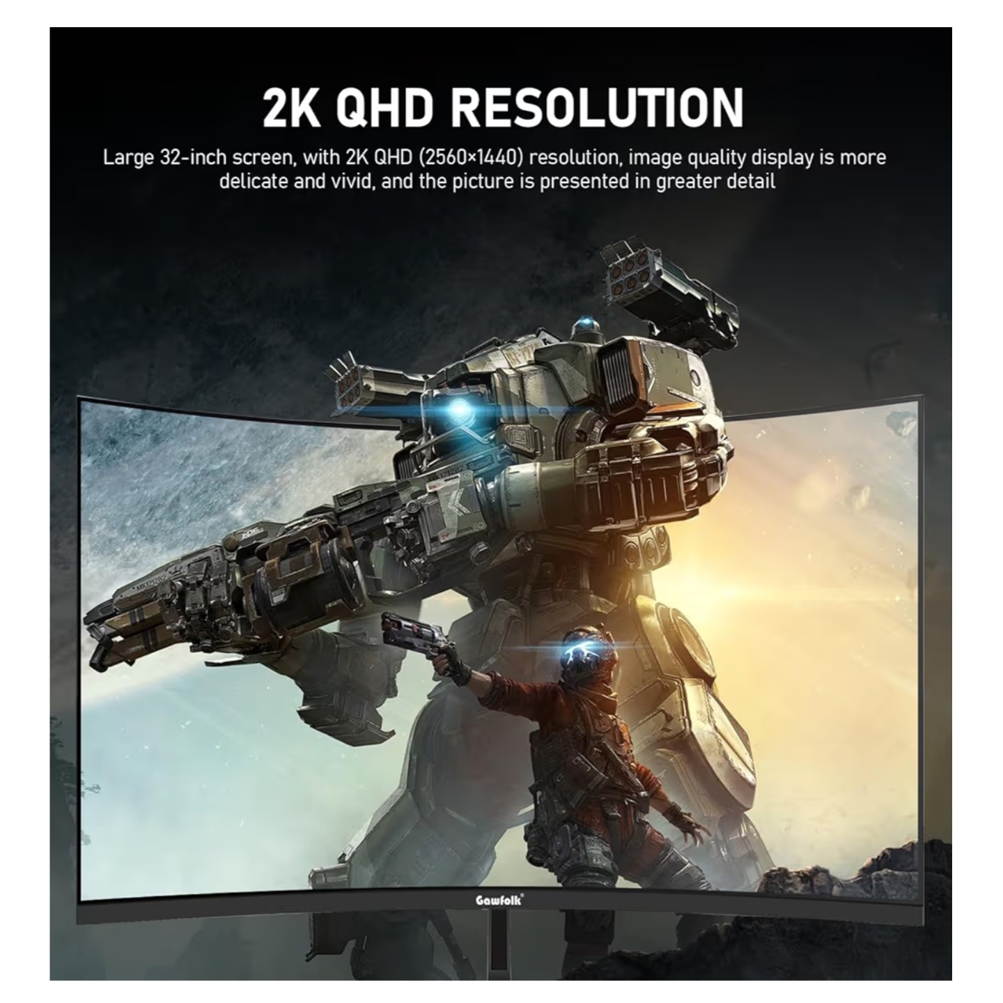 Monitor Gaming Curvo Gawfolk 32” 2K QHD 165Hz