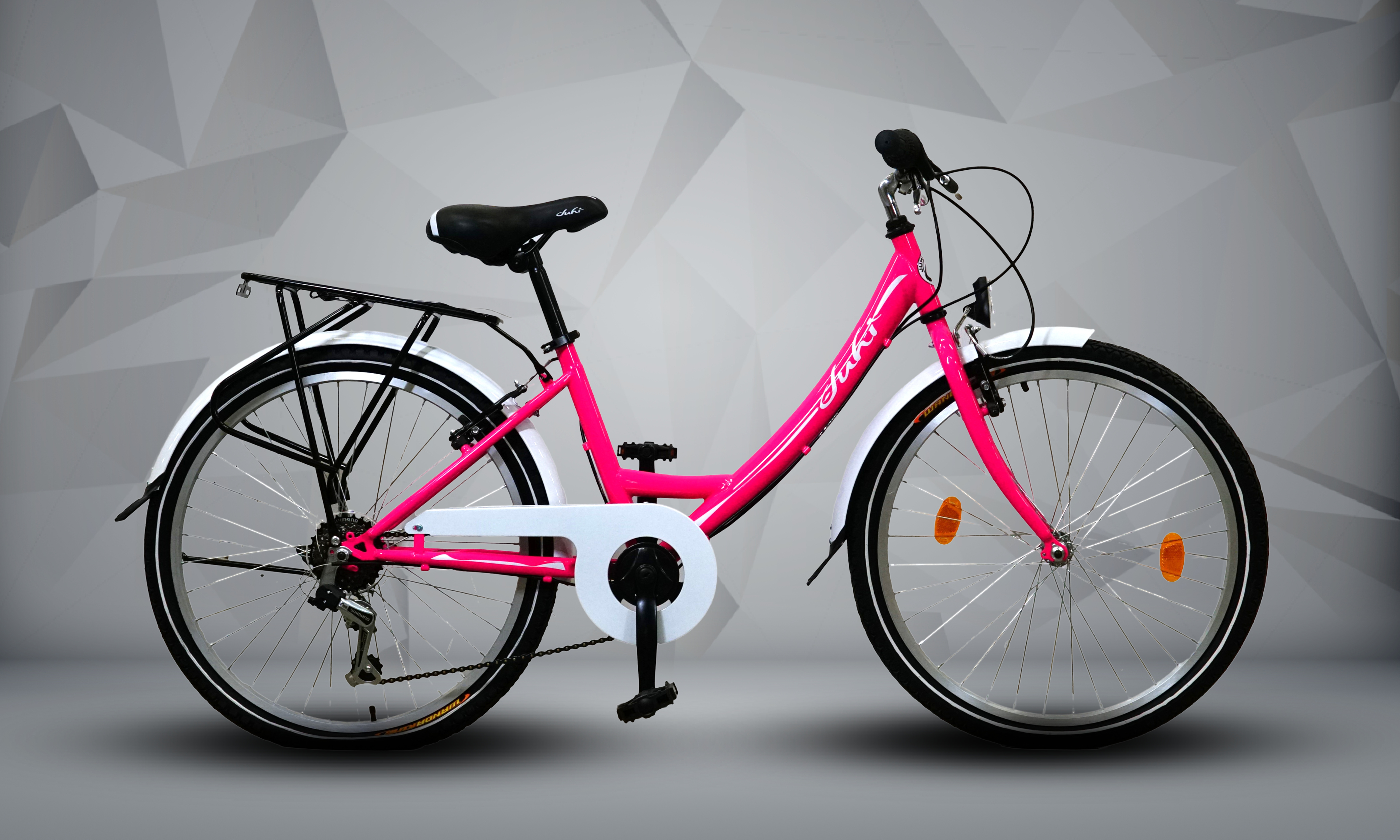 JUHI Teen Girls’ City Bike | 6-Speed, Pink Urban Cruiser, Front Suspension