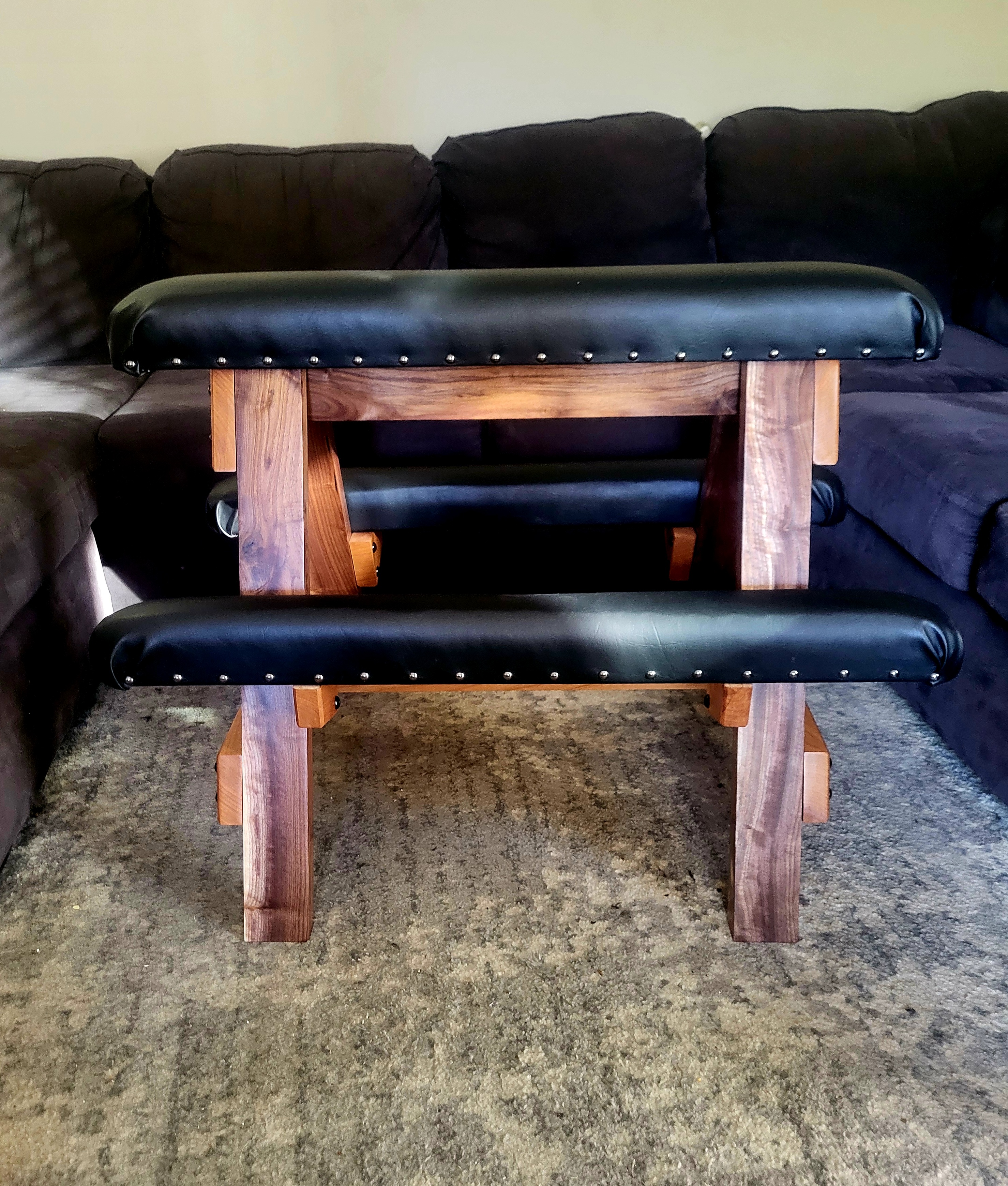 Walnut and cherry spanking bench 