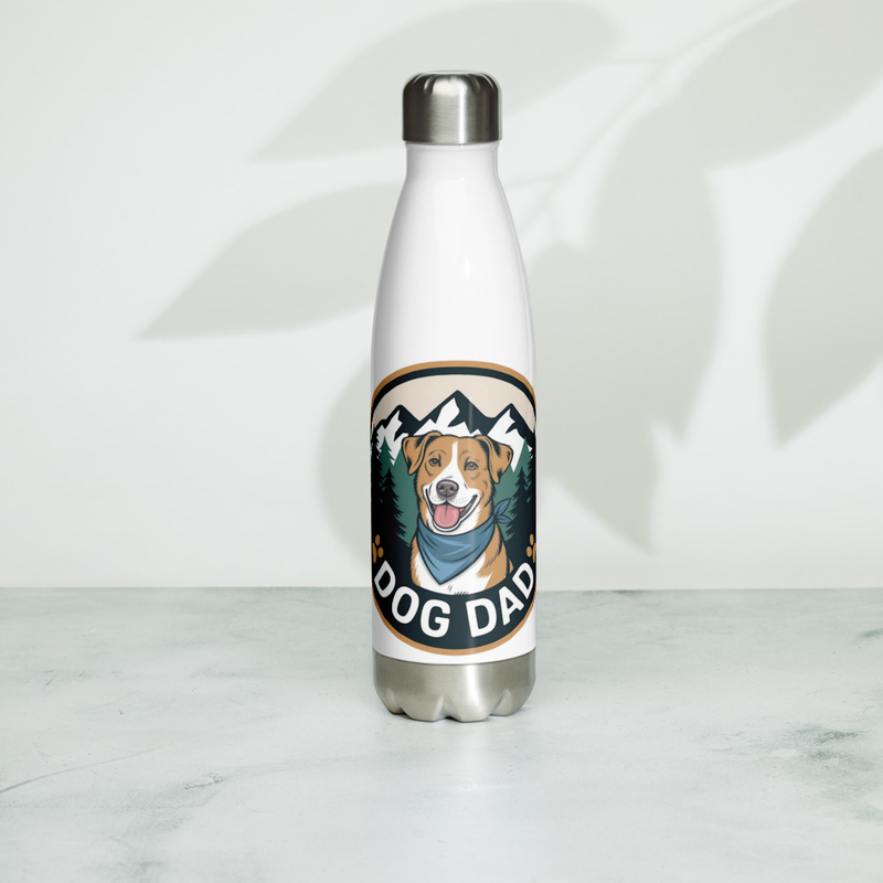 Dog Dad Badge: Water Bottle