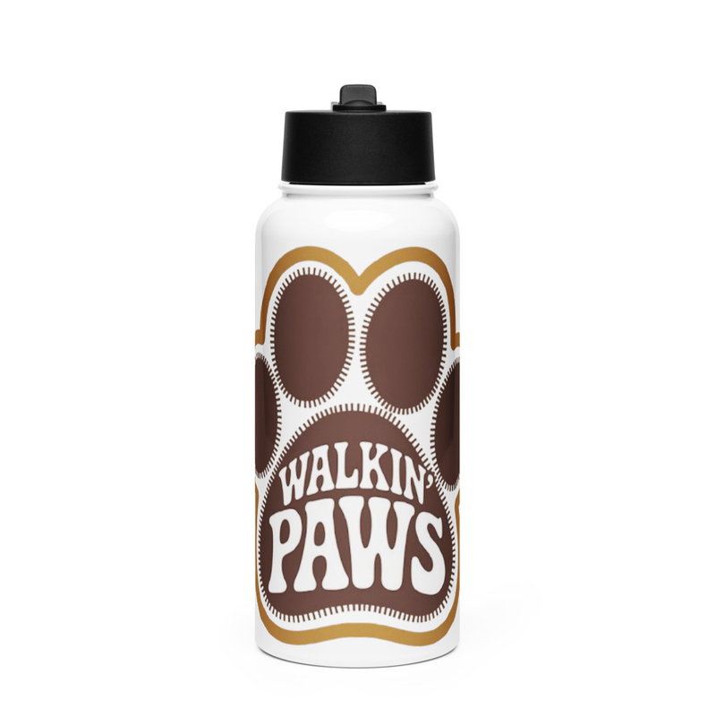 Retro Paw Logo: Straw Water Bottle