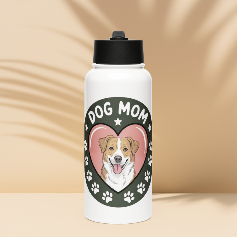 Dog Mom Badge: Straw Water Bottle