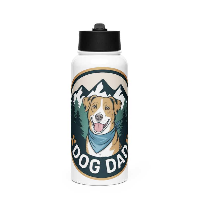 Dog Dad Badge: Straw Water Bottle
