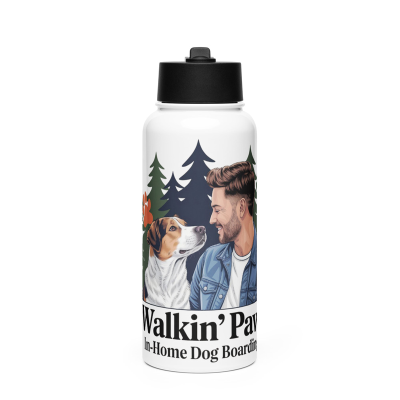 Dog Dad: Dog Portrait- Straw Water Bottle