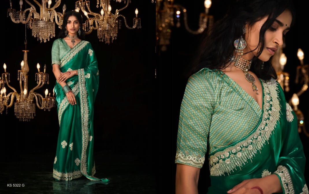 Emerald Green Designer Saree