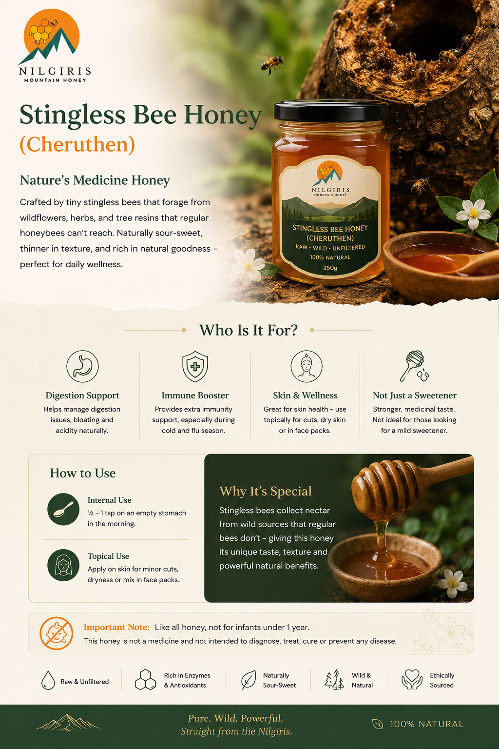 Stingless bee  Honey from Nilgiris - India rarest Wild Honey 