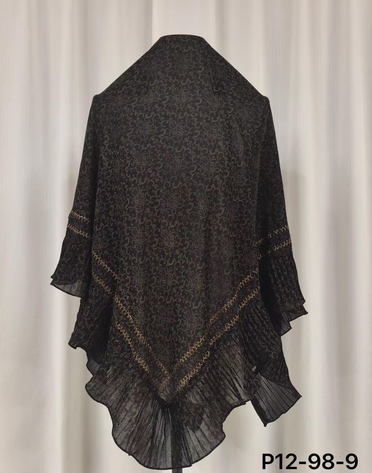 Elegant Black Patterned Shawl