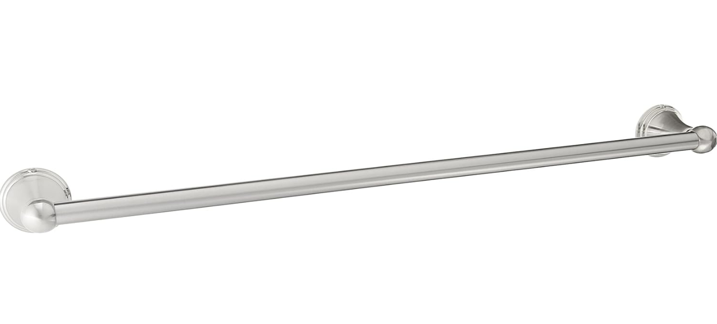 Straight Modern Towel Bathroom Bar, 24 Inch, Satin Nickel