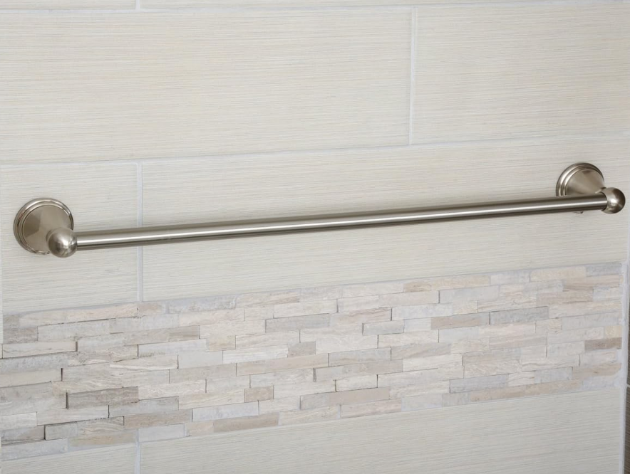 Straight Modern Towel Bathroom Bar, 24 Inch, Satin Nickel