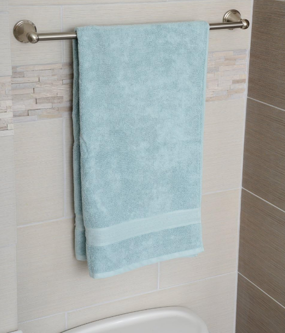 Straight Modern Towel Bathroom Bar, 24 Inch, Satin Nickel