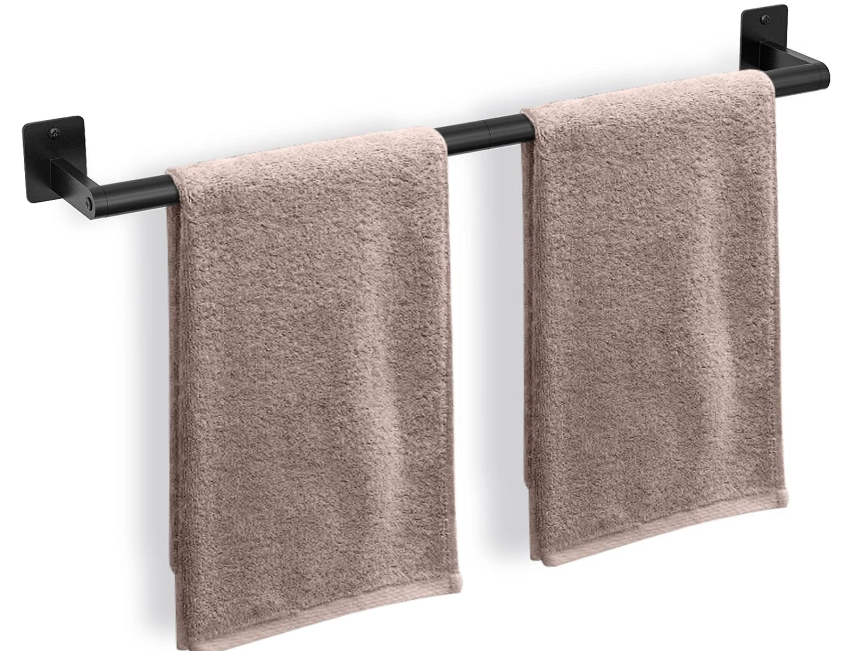 Bathroom Towel Bar, 24 Inch Towel Racks for Bathroom Wall Mounted, Heavy Duty Hand Towel Holder Organizer, Modern Home Decor Towel Rod, Matte Black Single Bar