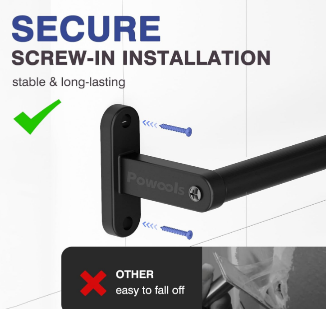 Towel Rack for Bathroom - 24" Rustproof Towel Holder, Sturdy Towel Bar Wall Mounted, Space-Saving Towel Hanger, Bathroom Accessories, Home Decor, Apparment Essentials, Black