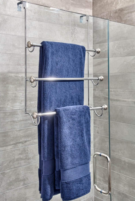 iDesign Over the Door Towel Rack, The York Collection, 1.5” x 7” x 22.8”, Brushed Nickel