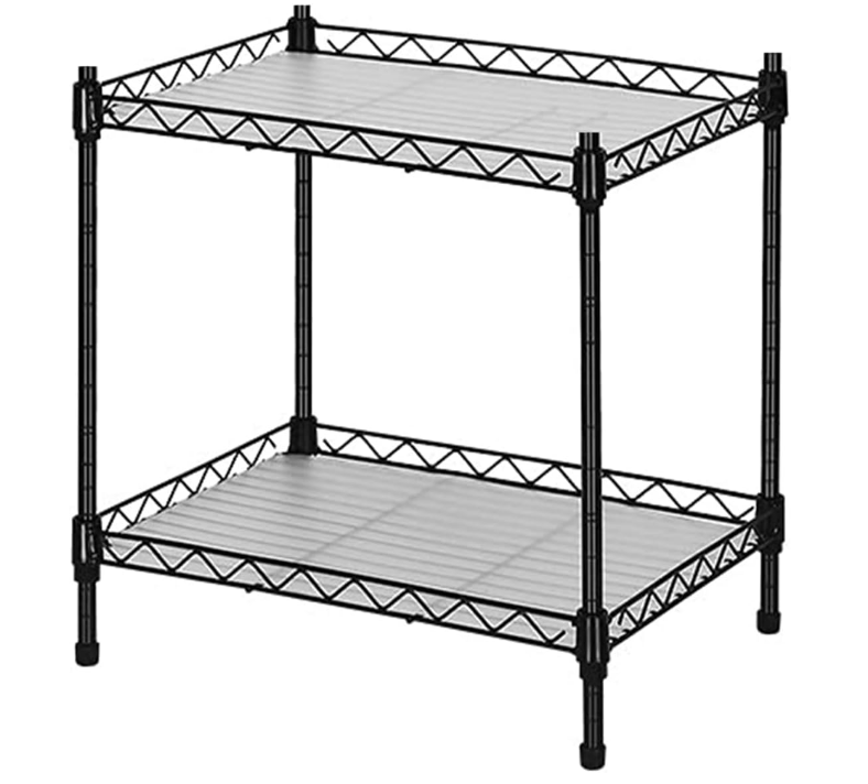 Best 2-Tier Wire Shelving - Black - Lightweight Mini Seasoning Shelf - Kitchen Storage Shelves, Unit with Storage Rack Corner Shelf Shelving Adjustable Storage Shelf, 11.8 "D x 15.7" W x 17.7 "H