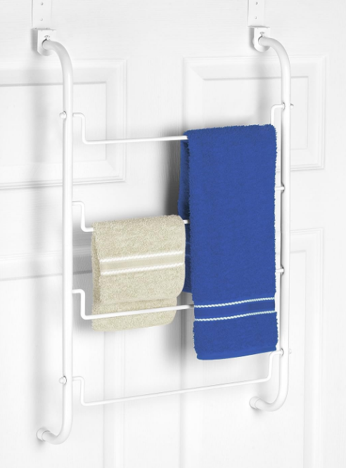 Over The Door, White Towel Rack, Medium