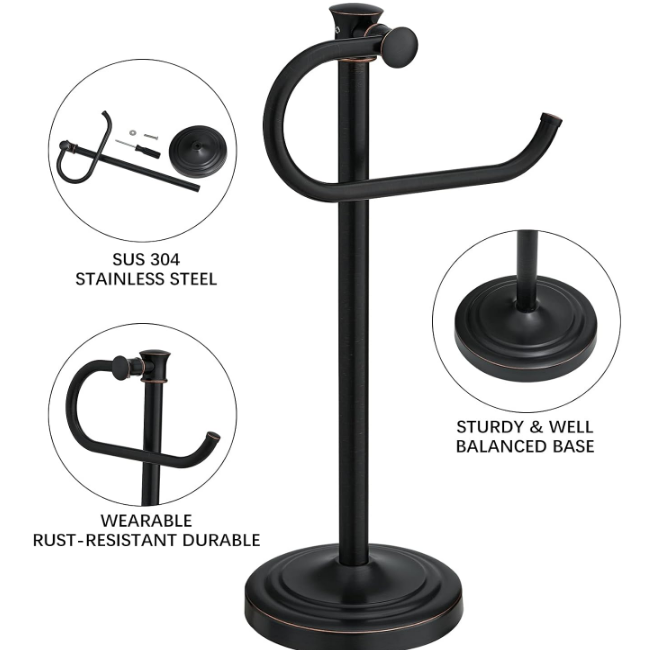 14 Inch Oil Rubbed Bronze Stand Towel Bar Hanger Hand Towel Bar Bathroom Vanity Countertop Towel Holder Free Standing Stainless Steel Towel Ring Hardware Accessories Towel Rack