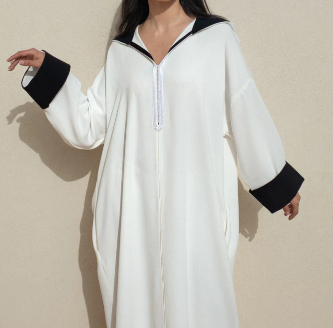 White Loose-Fit Djellaba