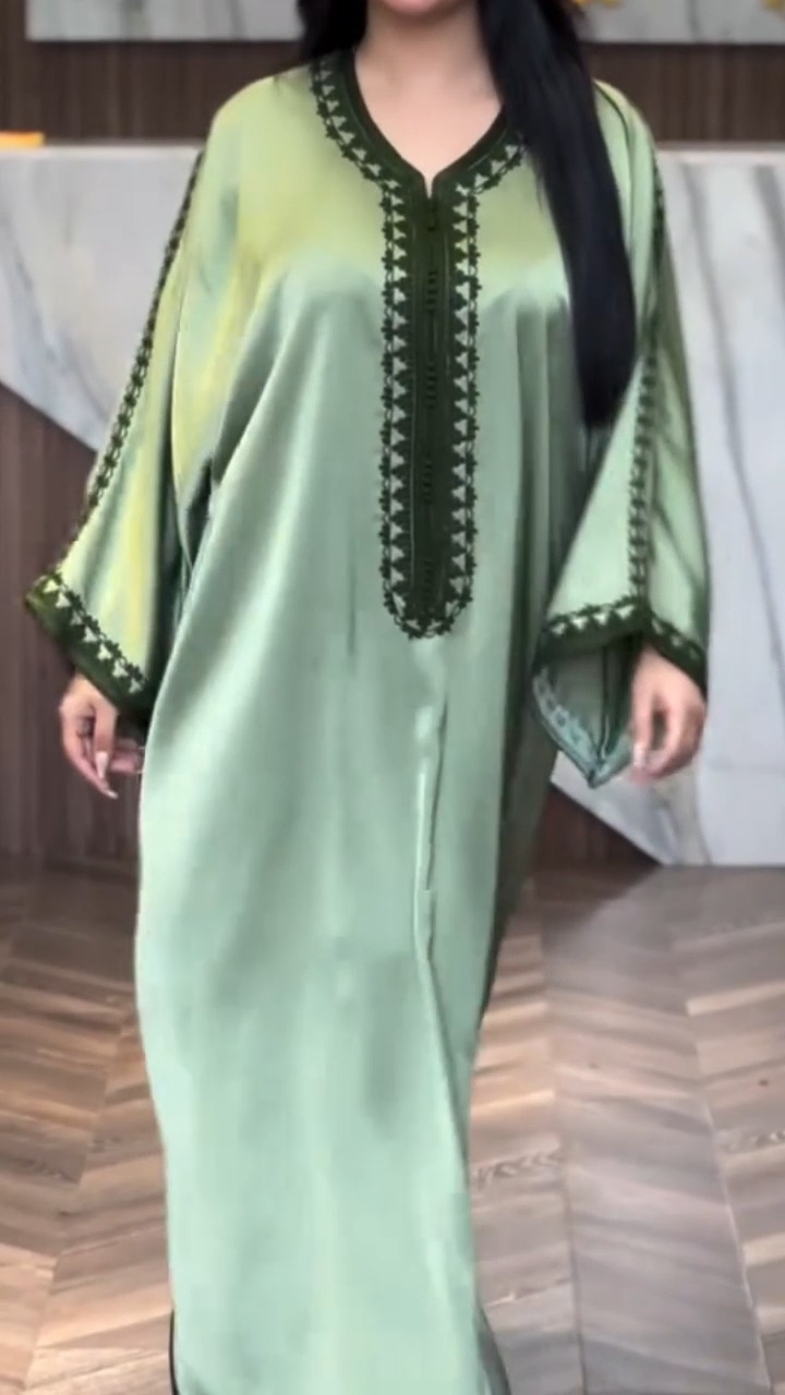 Green Satin Kaftan