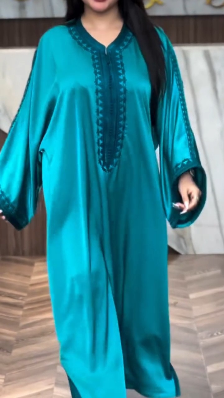 Embroidered Satin Kaftan