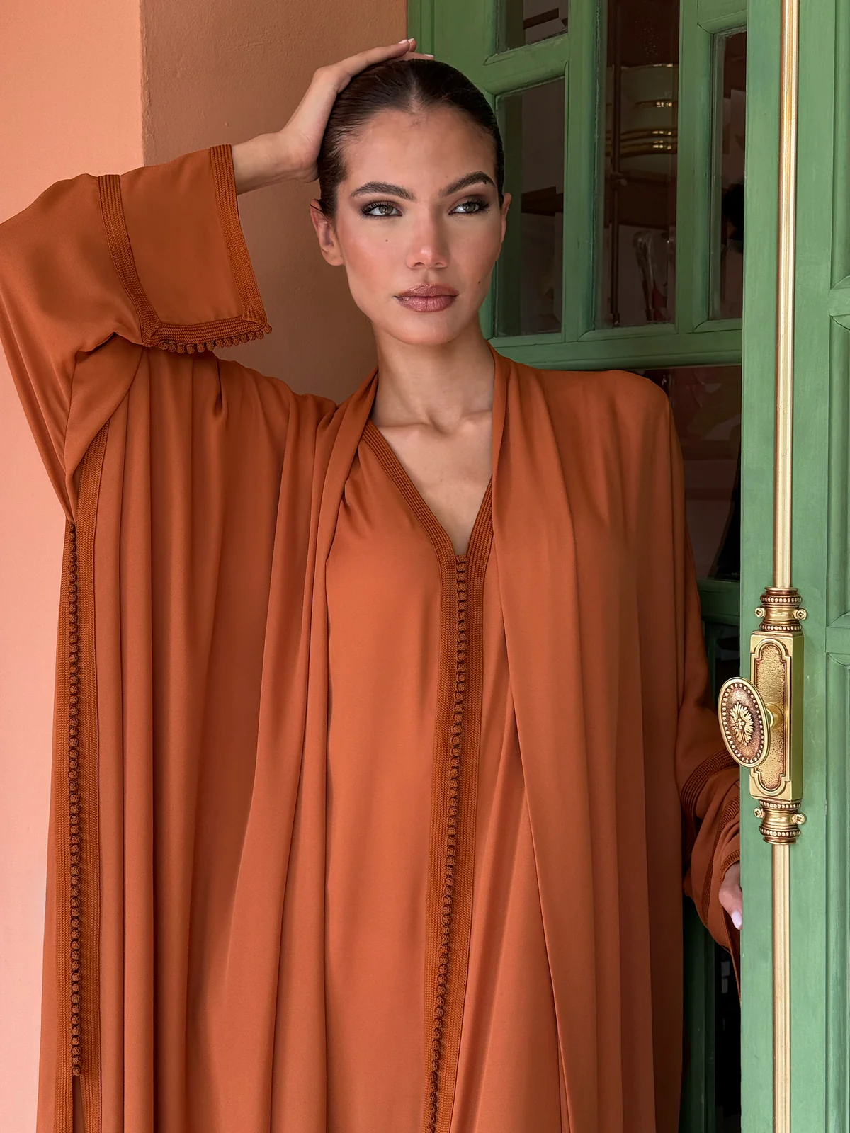 Elegant Rust-Colored Kaftan abaya 2 pieces