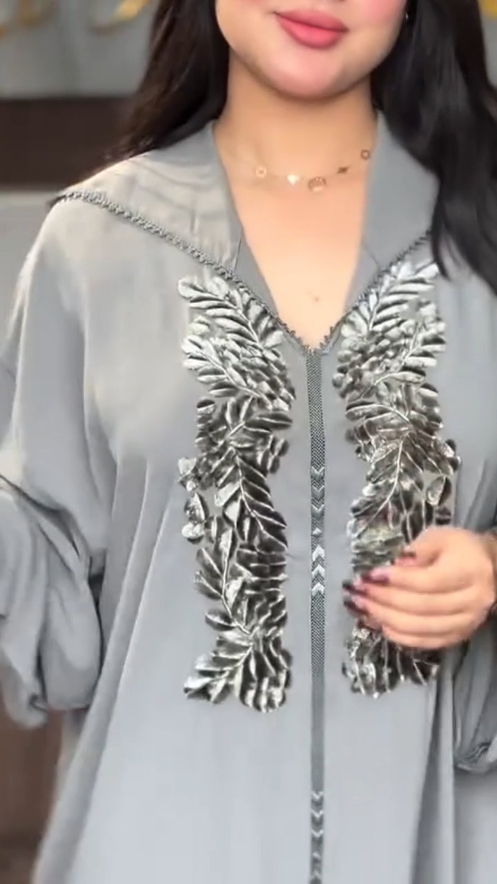 Elegant Grey Kaftan jellabya