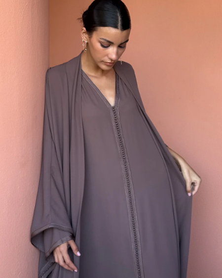 Elegant Taupe Abaya 2 Pieces