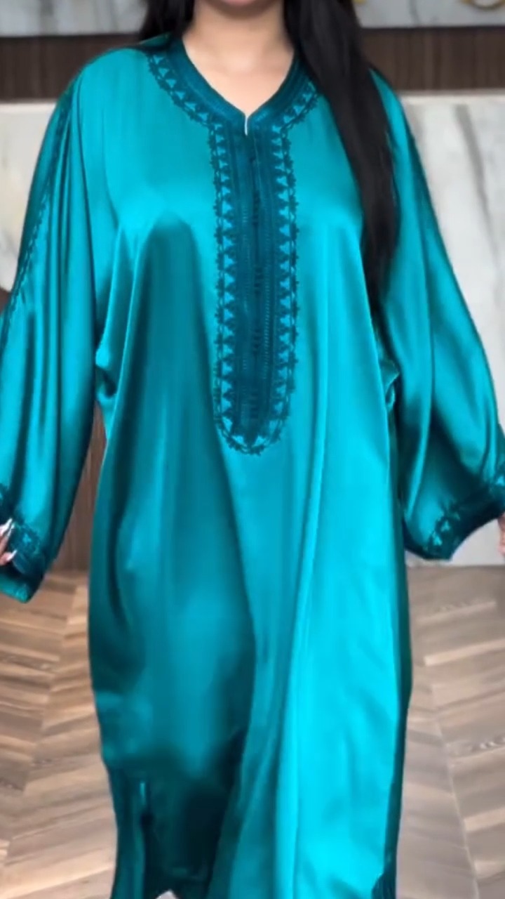 Embroidered Satin Kaftan